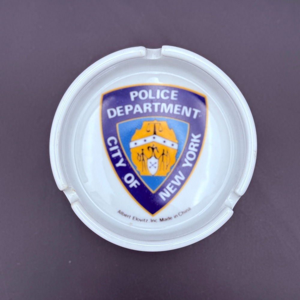 NYPD Police Department City of New York Ceramic Ashtray Albert Elovitz Inc 4"